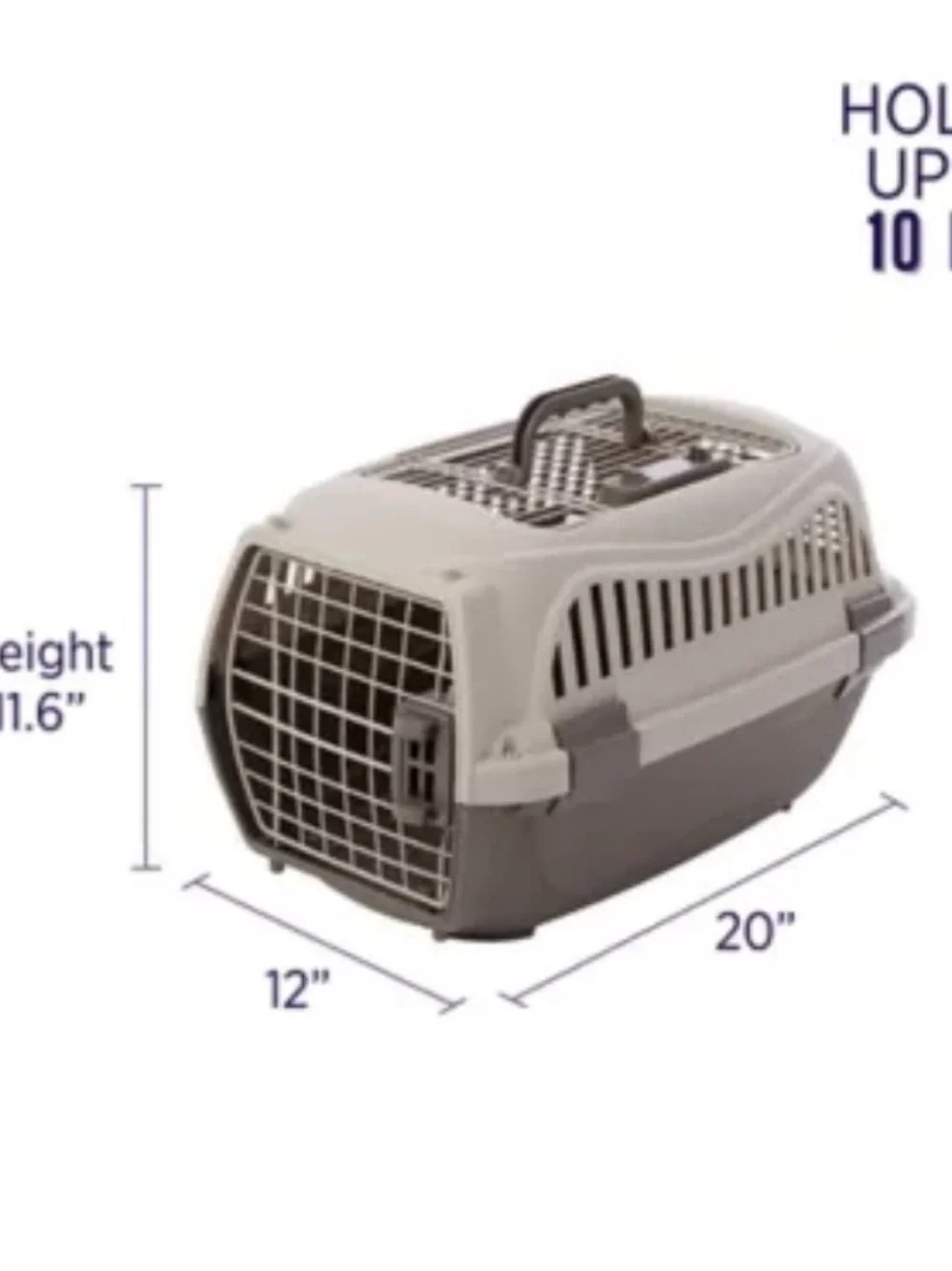 Portable Cat Carrier - Two-Tone Gray/Taupe Travel Crate